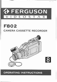 Ferguson EMI F 802 Videostar manual. Camera Instructions.
